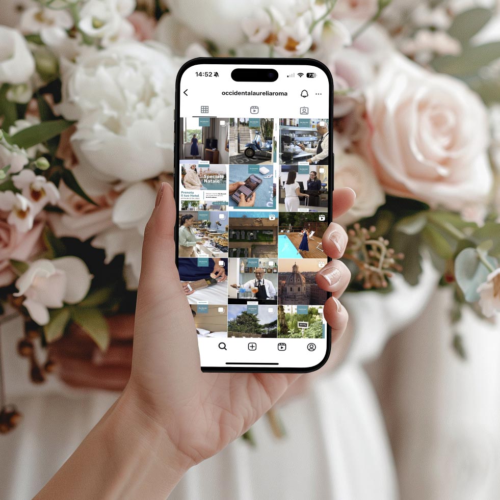 smartphone che visualizza la pagina instagram del hotel barcelò