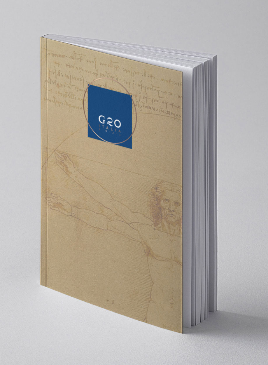 applicazione del logo G20 sulla copertina di un libro o agenda