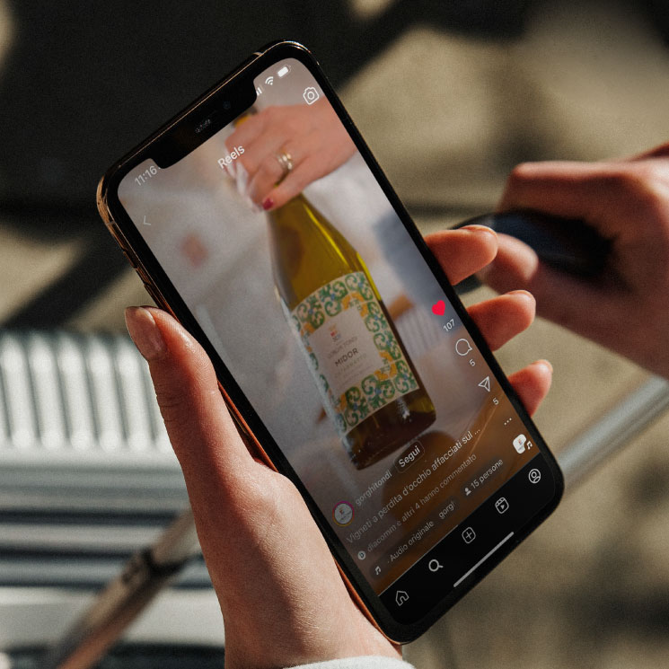 visualizzazione da smartphone di un'immagine tratta da un video per social di Gorghi Tondi