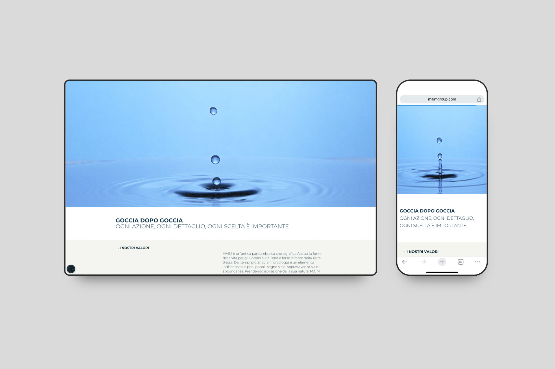 visualizzazione sezioni sito web maim