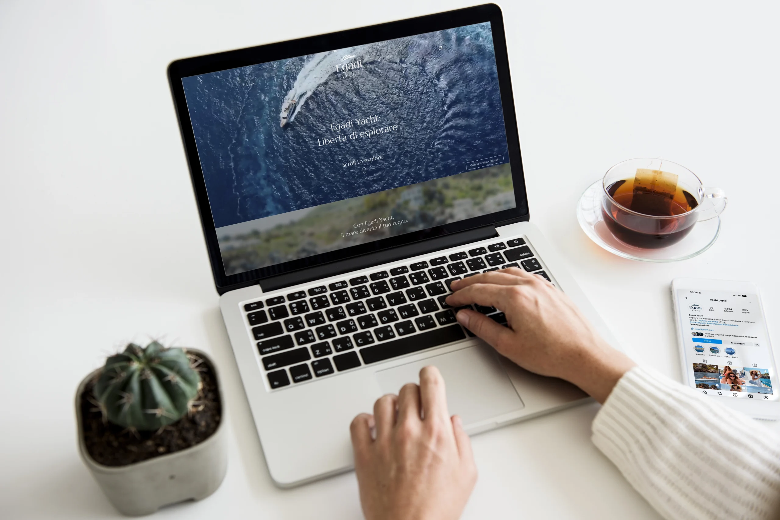 visualizzazione da desktop home page del sito web Egadi Yacht