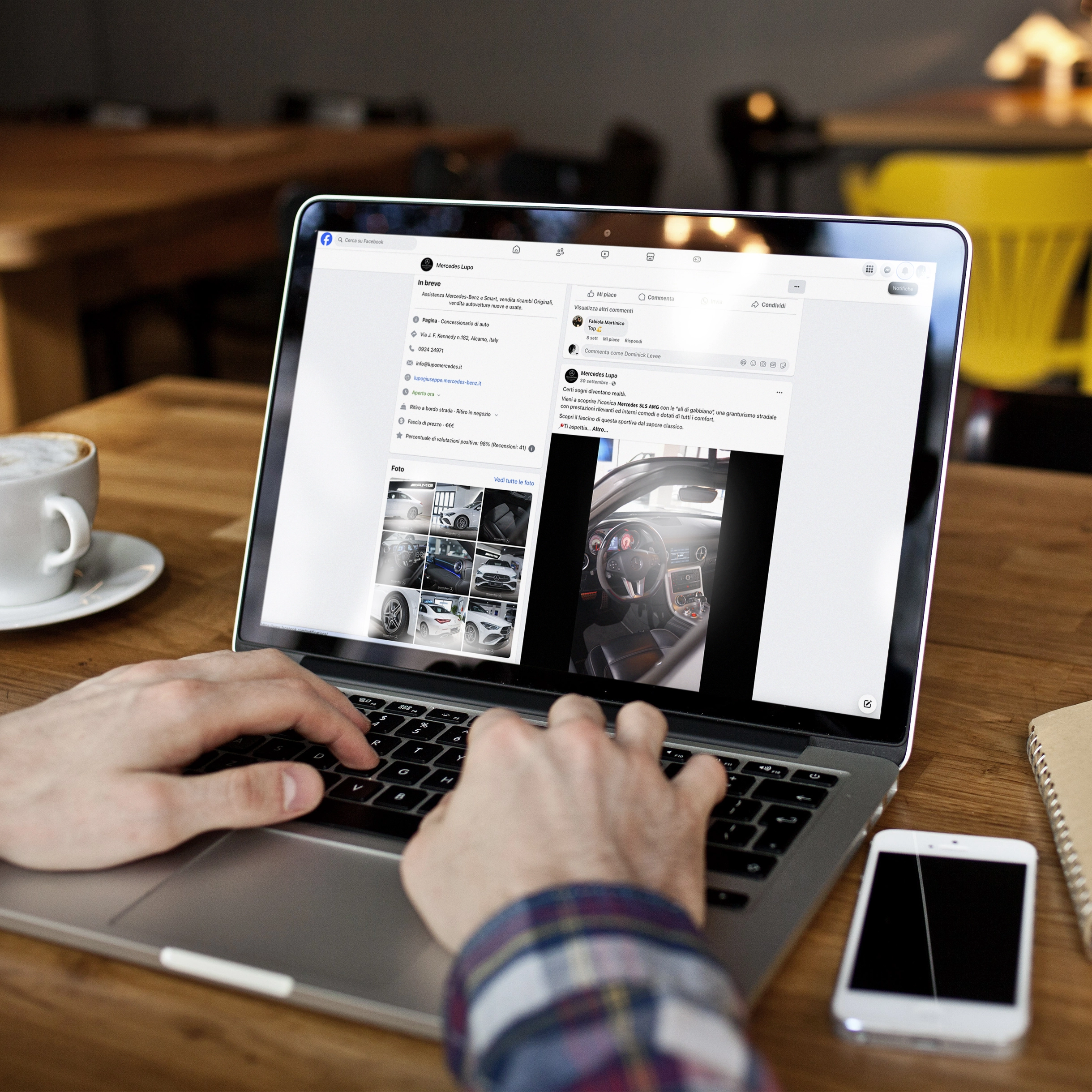 visualizzazione da desktop della pagina facebook Lupo Mercedes